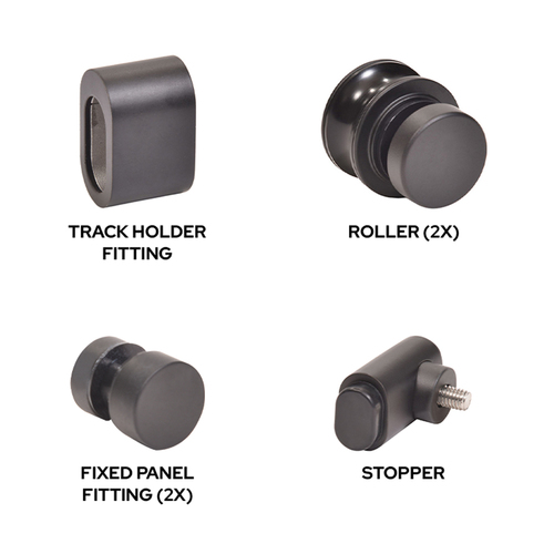 CRL TFNHDWKMBL Matte Black Replacement Rollers, Fixed Panels, Wall Bracket & Stopper for Tofino Sliding Shower Door System