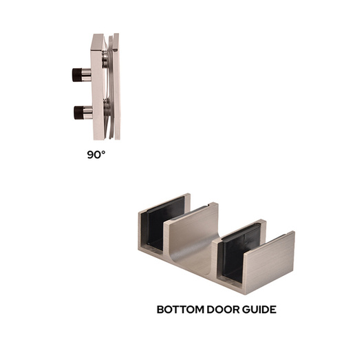 CRL BRXACCKBS Brushed Stainless Steel Replacement 90 Degree Accessory Kit & Bottom Guide for Brixen Sliding Shower Door System