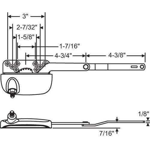 Split Arm Ellipse LH Casement Operator Ellipse Housing/DYAD Sill Mount/Casement Beige