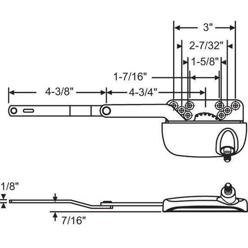 Split Arm Ellipse RH Casement Operator New Coppertone