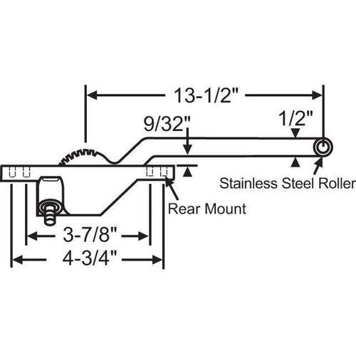 Single Arm Casement Operator White Truth Left Hand Rear CWO 60 LH WH Mount 7-1/2in Arm Length