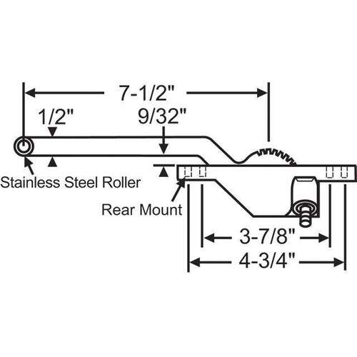 Single Arm Casement Operator White Truth Right Hand Rear CWO 60 RH WH Mount 7-1/2in Arm Length