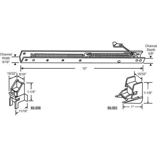 10in Window Channel Balance 60-501 and 60-508 Attd 9-11Lbs