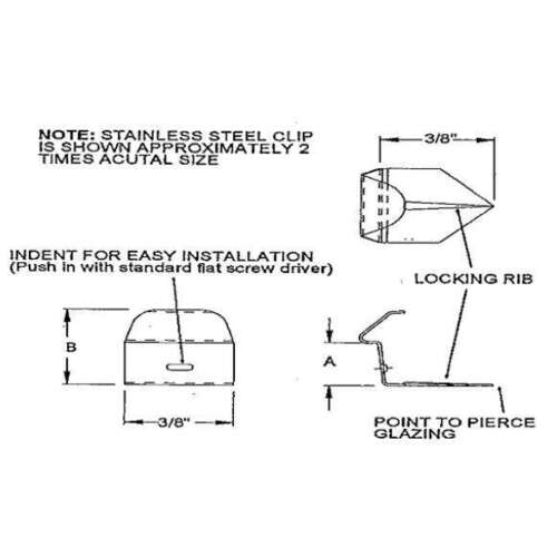 Concealed Grille Clip .220 Wide X 3/8in Length