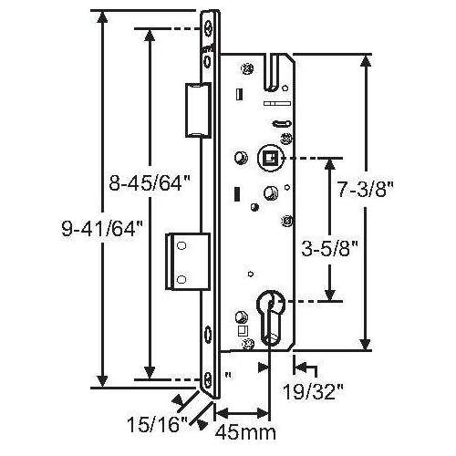 MORTISE LOCK 45mm BACKSET STAINLESS STEEL FACEPLATE