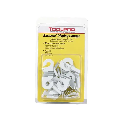 ToolPro TP05114 Barnacle Display Hanger, Aluminum, White, For: 1 in Ceiling Grid - pack of 12