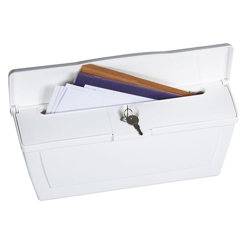 Standard Lockable Mailbox, 440 cu-in, Plastic, Textured, White, 15-1/2 in W, 4.13 in D, 6-1/4 in H