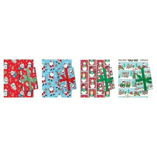 Santas Forest 67905 Juvenile Gift Wrap, 35 Sq ft x 30 in, Assorted Designs, Paper, Assorted