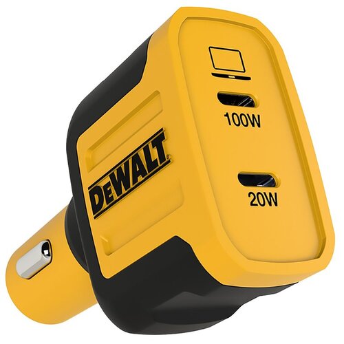 2-Port PPS PD Car Charger, Type C Plug, Black/Yellow