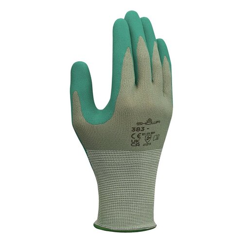 Showa 383S-06.RT 383-S/06 Coated Gloves, S, 220 mm L, Nitrile Coating, Polyester, Green Pair