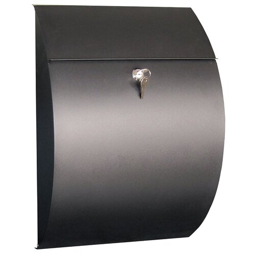 Large Lockable Mailbox, 1200 cu-in, Metal, Powder-Coated, Black, 13-1/4 in W, 5-1/4 in D, 18 in H