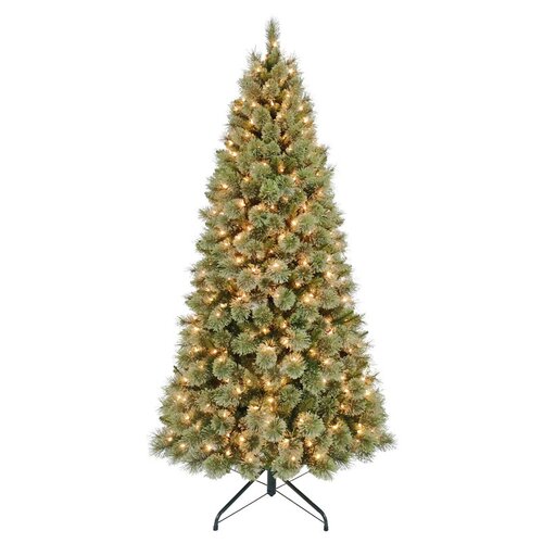 PULEO ASIA LIMITED 357-4048-T70C4 Artificial Tree, 7 ft, Cashmere Monterey Pine Family, Direct Plug In, Incandescent, Clear