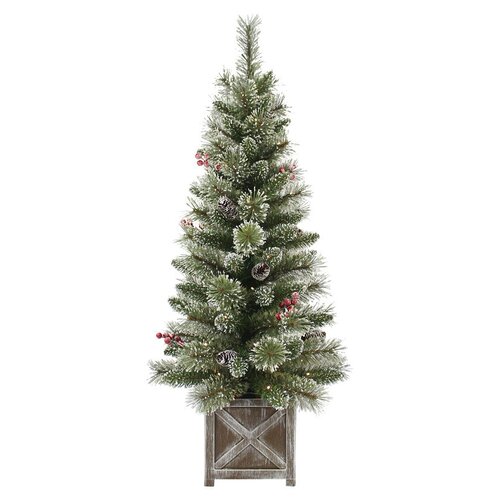 PULEO ASIA LIMITED 333-4464-ST40LW Pre-Lit Snowy Dakota Pine Tree, 106 Tips, B/O, 4 ft