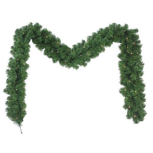 PULEO ASIA LIMITED 333-4041-G9/10 Pre-Lit Western Hemlock Garland, 200 Tips, B/O, 9 ft Green