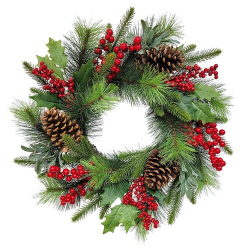 PULEO ASIA LIMITED 312-4459-W22 Classic Christmas Wreath, 22 in Green