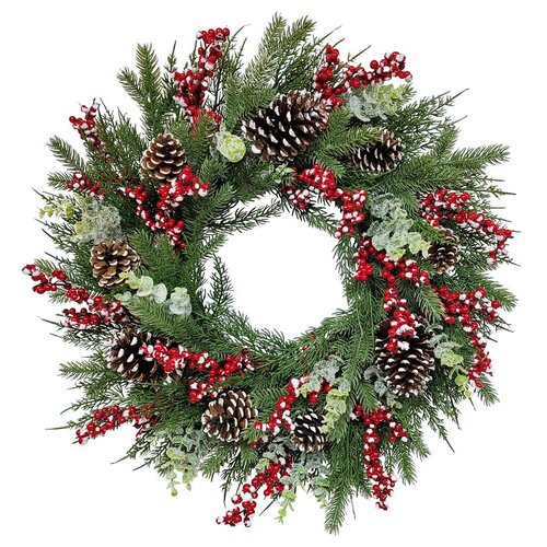 Classic Snowy Wreath, 88 Tips, 24 in - pack of 6