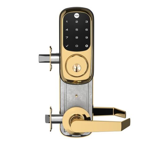Assure Lock Touchscreen Stand Alone Norwood Interconnected Lockset and Deadbolt Bright Brass Finish