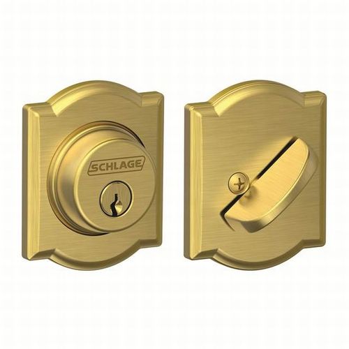 Camelot Single Cylinder Deadbolt C Keyway with 12287 Latch and 10116 Strike Satin Brass Finish