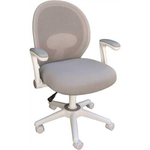 BOSS Office Products B676WT-GY White Mesh Back Ergonomic Chair Gray/matching Seat Cushion