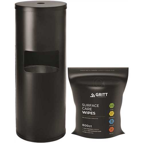 Gritt Commercial GRI509-BLK-RW Wipe Starter Kit, Black Stainless Steel Wipe Dispenser