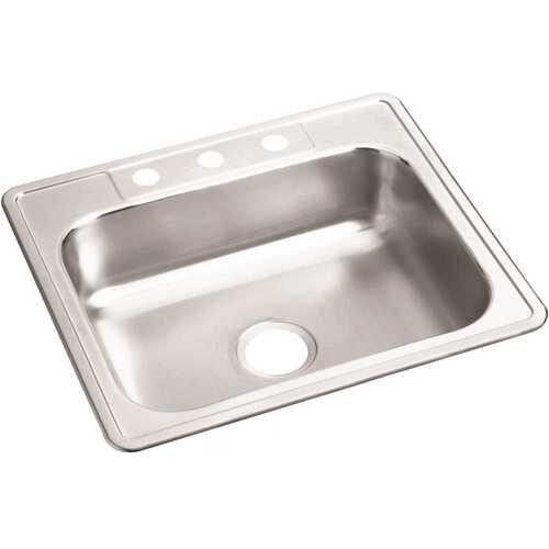 Dayton Stainless Steel 25" X 22" X 6-9/16" 3-Hole Equal Double Bowl Sink