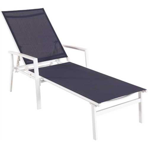 Cape Soleil SANTCHS-W-NVY Santorini Aluminum Sling Chaise Lounge Chair Navy Blue Sling