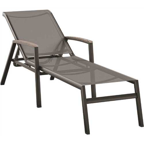 Cape Soleil SANTCHSPL-G-GRY Santorini Aluminum Sling Chaise Lounge With Polywood Accent Arms