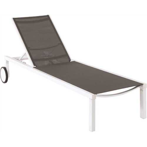 Cape Soleil SANTCHSWH-W-GRY Santorini Aluminum Sling Chaise Lounge Chair With Wheels Gray Sling