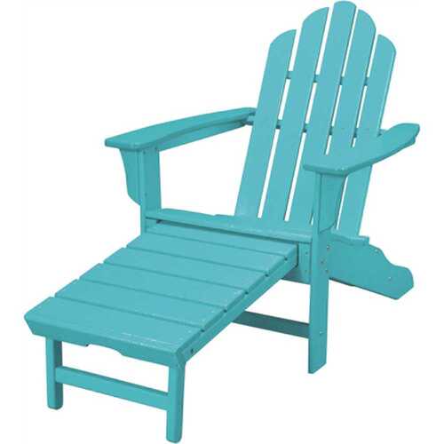 Cape Soleil VRLNA15AR Verde Adirondack Chair With Attached Ottoman In Aruba Blue