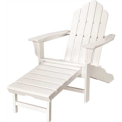 Cape Soleil VRLNA15WH Verde Adirondack Chair With Attached Ottoman In White