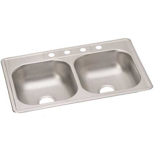 Elkay D233224 Dayton Stainless Steel 33"x 22" X 6-9/16" 4-Hole Single Bowl Drop-In Sink