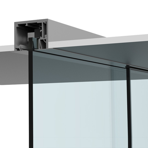 690 Series Satin Anodized Drop Ceiling Mount Sliding Door with Fixed Panel Kit