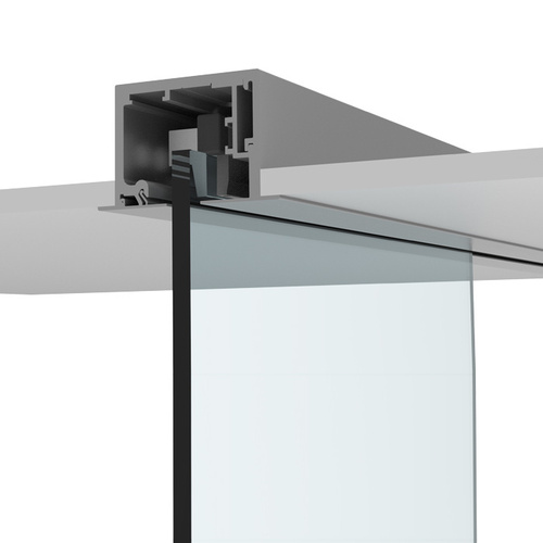 695 Series Satin Anodized Drop Ceiling Mount Sliding Door Kit with Softbrake Braking System