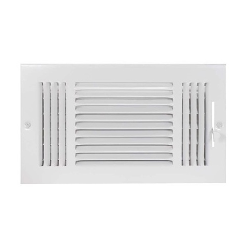 Ez-Flo 61615 3-WAY SIDEWALL/CEILING REGISTR 61615 WHITE 12"X6" STEEL