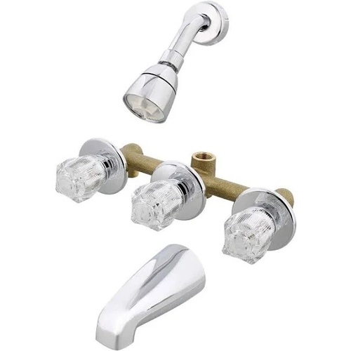 Triple Handle Tub and Shower Faucet Shower Diverter Chrome