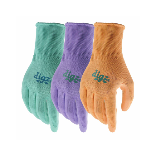 Nitrile Coated Knit Gloves, Assorted Colors, Women's L, 3-Pr.