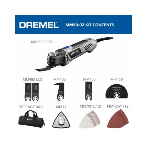 Dremel MM50-02 Multi-Max Oscillating Multipurpose Tool Kit, Variable Speed, MM50-02