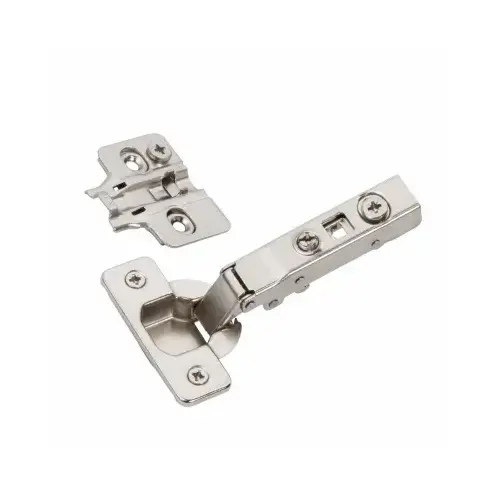 Self-Closing Overlay Euro Hinge, for Frameless Cabinets Nickel