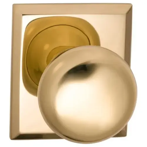 458 Knob with Rectangular Rose Single Dummy Knob Bright Brass Finish
