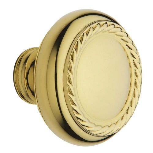 Estate Round Knob Set Less Roses Polished Brass Pair