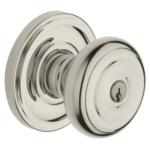 5214 Thick Door Colonial Knob Standard Keyed Entry Lifetime Bright Nickel Finish