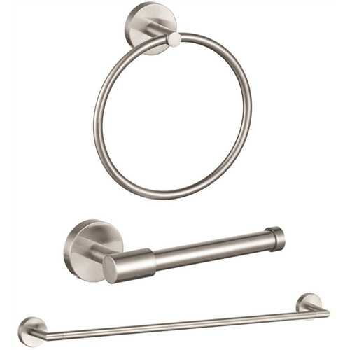 Westwind Brushed NICKEL 3 Pc Kit 24" Towel Bar,toilet Paper,towel Ring