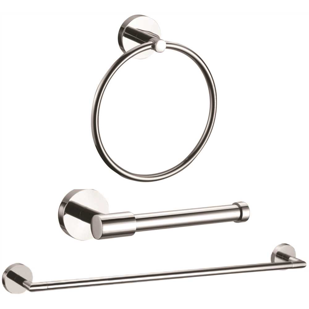 Seasons 543470 Westwind Chrome Kit 24" Towel Bar, Toilet Paper, Towel Ring
