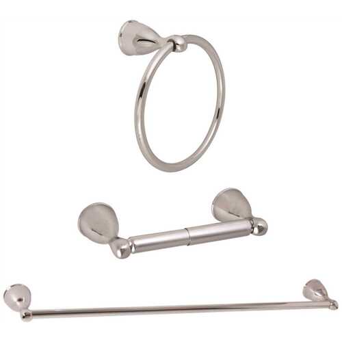 Anchor Point Chrome Kit 24" Towel Bar, Toilet Paper, Towel Ring