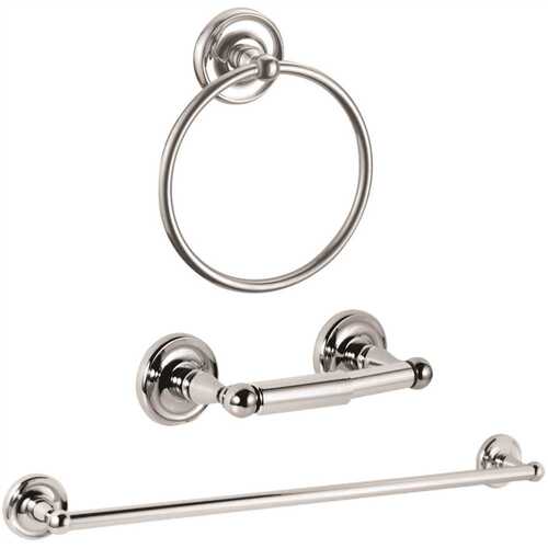 Raleigh Chrome Kit 24" Towel Bar, Toilet Paper, Towel Ring