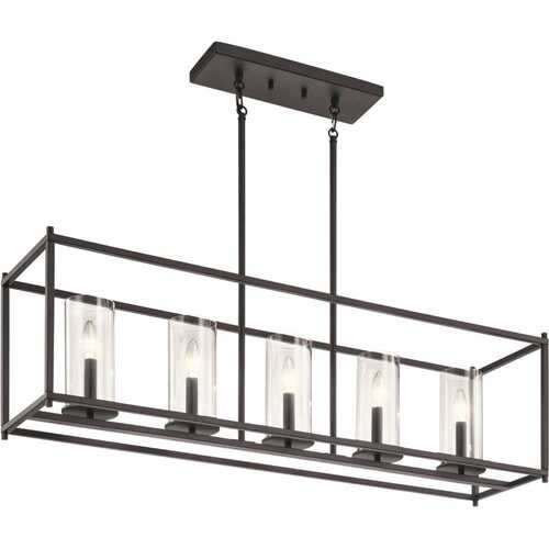 KICHLER LIGHTING 43995BK Crosby Black 5 Light Linear Chandelier