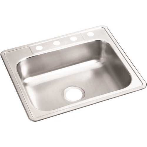 Elkay D125224 Dayton Stainless Steel 25" X 22" X 6-9/16" 4-Hole Single Bowl Drop-In Sink