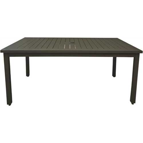 Grosfillex US932288 69x39 Inch Easy-To-clean Slatted Aluminum Table, Black