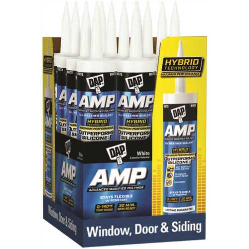 Amp 9 Oz. All Weather Window, Door And Siding Sealant, White - pack of 12