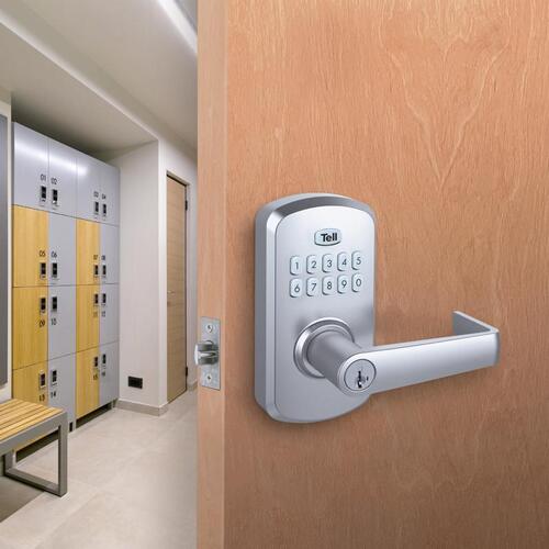 Tell Manufacturing CL103930 Electronic Keypad Entry Lock Satin Chrome Steel Satin Chrome